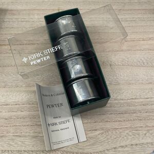 Kirk Stieff Pewter Napkin Rings Set in Box Modern & Colonial Vintage Table